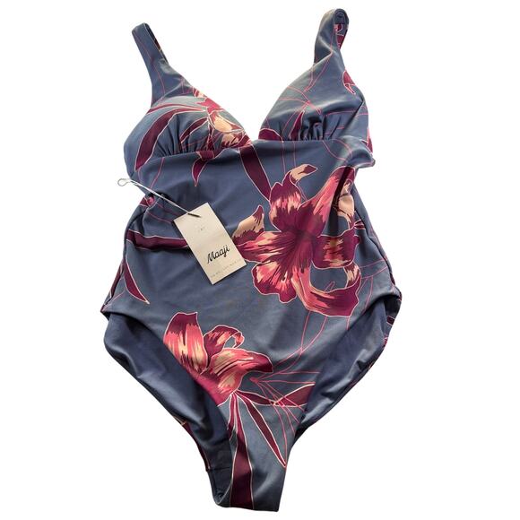 Maaji Swimsuit Large One Piece Purple And Pink Floral NWT - Picture 1 of 4